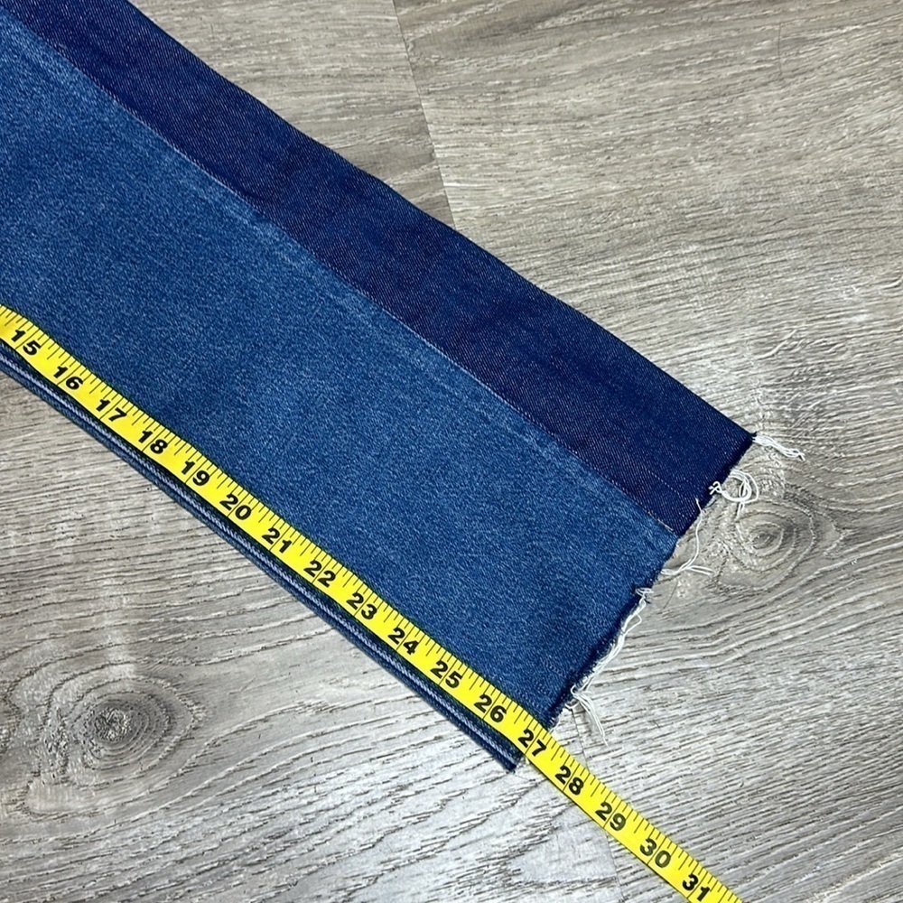 NEW Madewell x ISKO Patchwork Rigid Frayed Flare Jeans Sz 26 - Picture 12 of 13